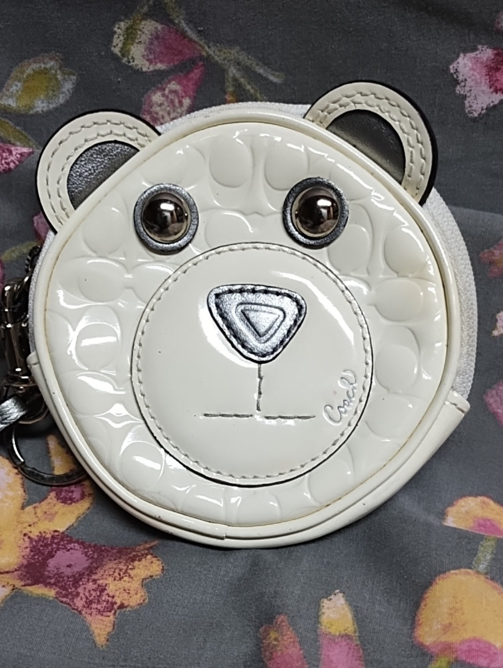 Rare Coach Cream Bear Face Wristlet